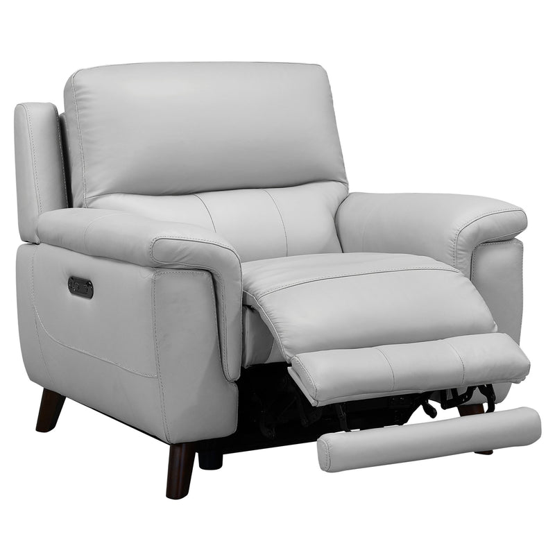 Lizette Contemporary Chair in Dark Brown Wood Finish and Dove Gray Genuine Leather - Furniture City (CA)l
