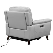 Lizette Contemporary Chair in Dark Brown Wood Finish and Dove Gray Genuine Leather - Furniture City (CA)l