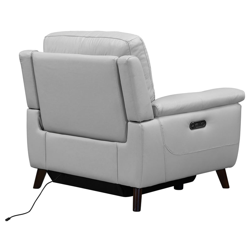 Lizette Contemporary Chair in Dark Brown Wood Finish and Dove Gray Genuine Leather - Furniture City (CA)l