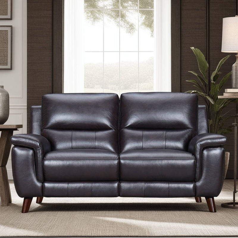 Lizette 65" Brown Leather Power Recliner Loveseat with USB - Furniture City (CA)l