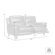 Lizette Contemporary Loveseat in Dark Brown Wood Finish and Dove Gray Genuine Leather - Furniture City (CA)l