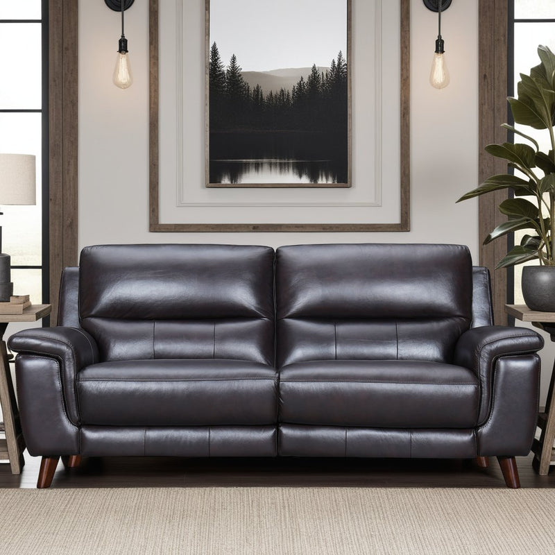 Lizette 78" Brown Leather Power Recliner Sofa with USB - Furniture City (CA)l