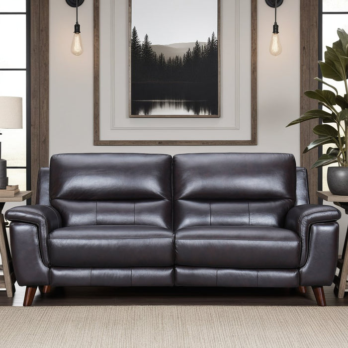 Lizette 78" Brown Leather Power Recliner Sofa with USB