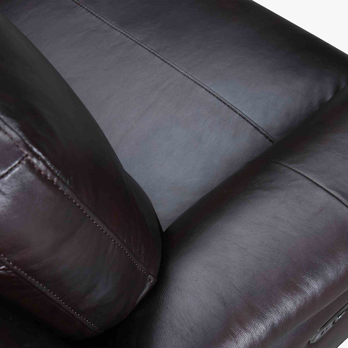 Lizette 78" Brown Leather Power Recliner Sofa with USB