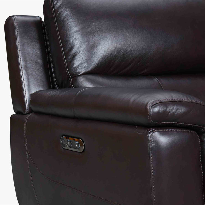 Lizette 78" Brown Leather Power Recliner Sofa with USB