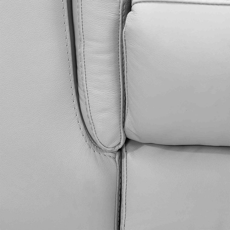 Lizette Contemporary Sofa in Dark Brown Wood Finish and Dove Gray Genuine Leather - Furniture City (CA)l