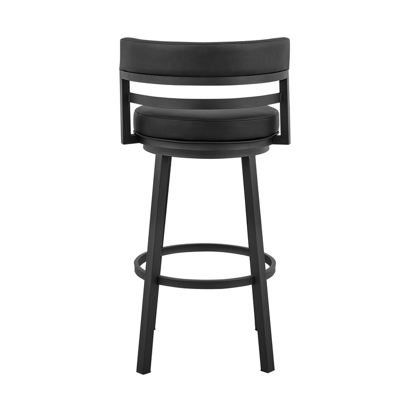 Madrid 26" Counter Height Swivel Black Faux Leather and Metal Bar Stool - Furniture City (CA)l