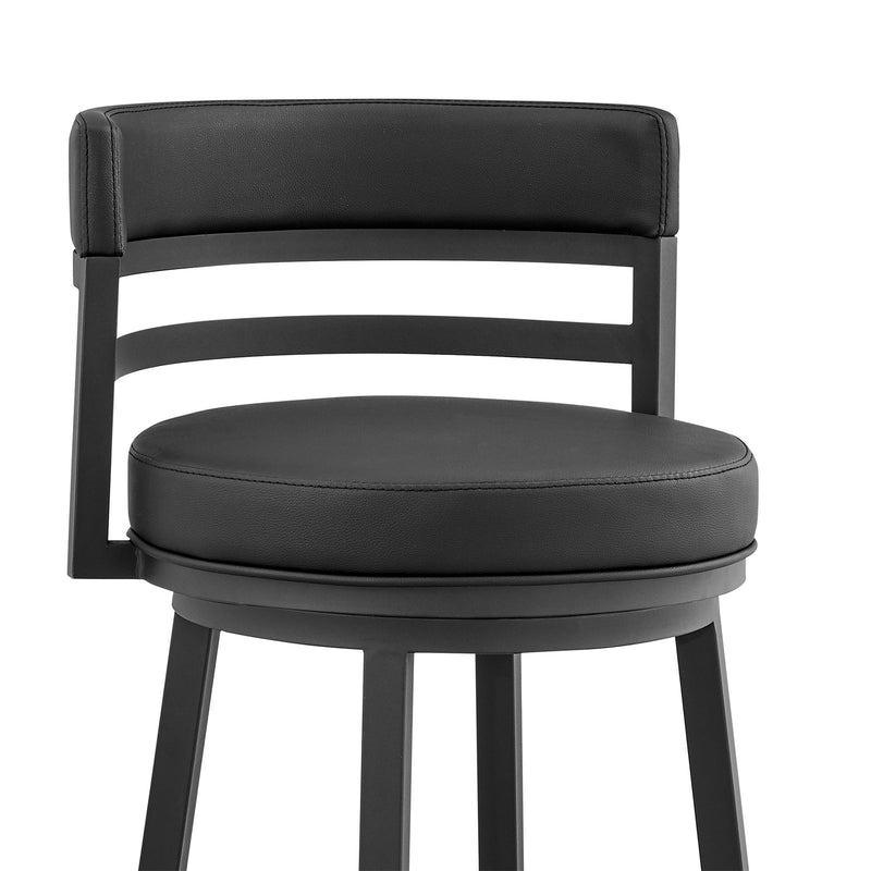 Madrid 26" Counter Height Swivel Black Faux Leather and Metal Bar Stool - Furniture City (CA)l