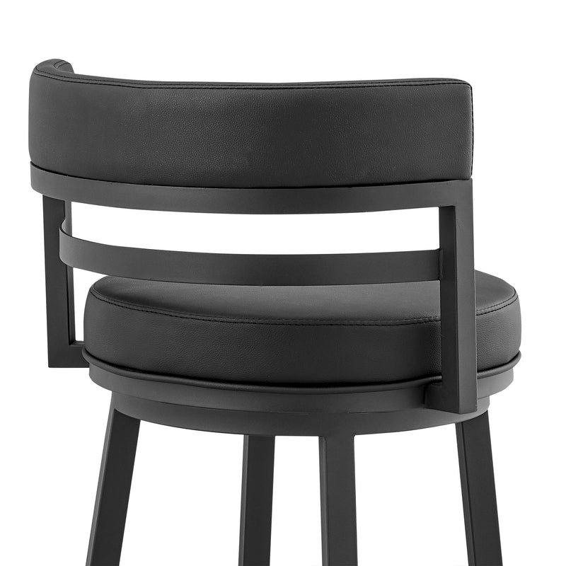 Madrid 26" Counter Height Swivel Black Faux Leather and Metal Bar Stool - Furniture City (CA)l