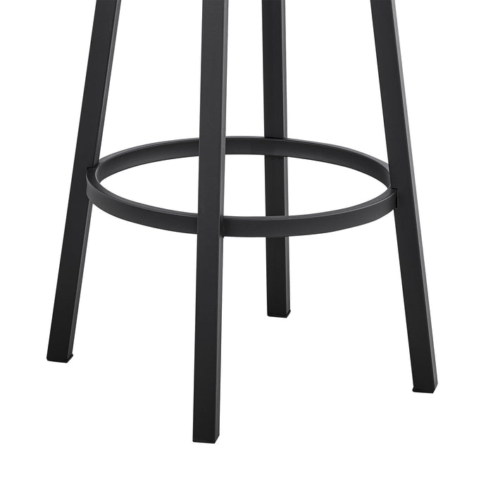 Madrid 26" Counter Height Swivel Black Faux Leather and Metal Bar Stool