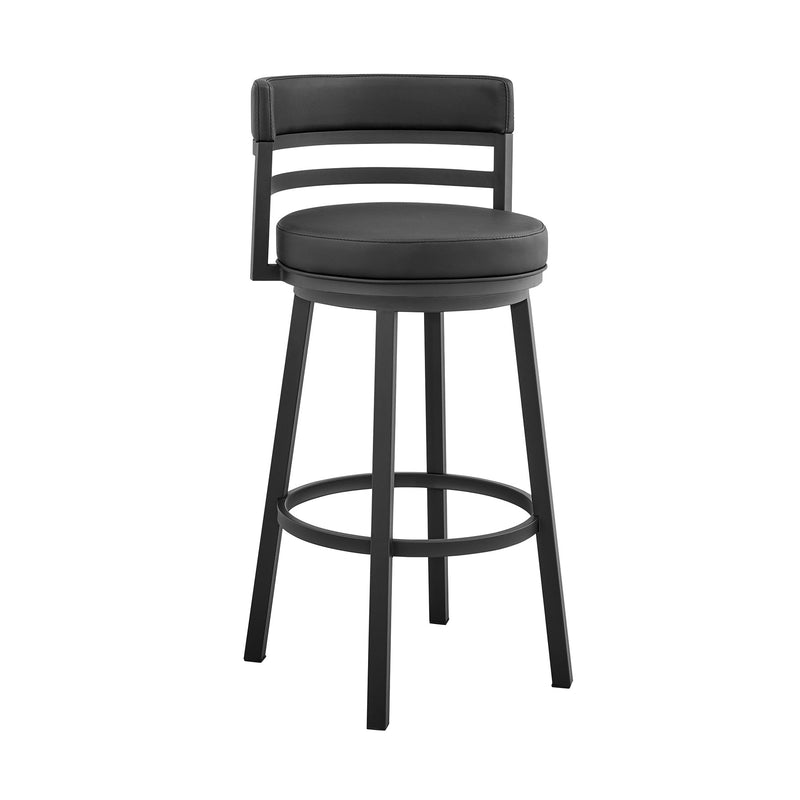 Madrid 30" Bar Height Swivel Black Faux Leather and Metal Bar Stool - Furniture City (CA)l