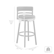 Madrid 30" Bar Height Swivel Black Faux Leather and Metal Bar Stool - Furniture City (CA)l