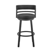 Madrid 30" Bar Height Swivel Black Faux Leather and Metal Bar Stool - Furniture City (CA)l