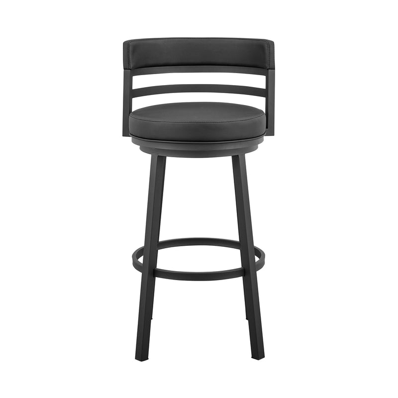 Madrid 30" Bar Height Swivel Black Faux Leather and Metal Bar Stool - Furniture City (CA)l
