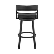 Madrid 30" Bar Height Swivel Black Faux Leather and Metal Bar Stool - Furniture City (CA)l