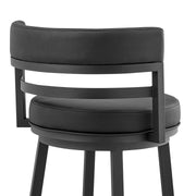 Madrid 30" Bar Height Swivel Black Faux Leather and Metal Bar Stool - Furniture City (CA)l