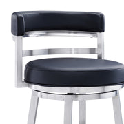 Madrid 26" Counter Height Swivel Black Faux Leather and Brushed Stainless Steel Bar Stool - Furniture City (CA)l
