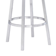 Madrid 30" Bar Height Swivel Black Faux Leather and Brushed Stainless Steel Bar Stool - Furniture City (CA)l