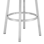 Madrid 26" Counter Height Swivel Blue Faux Leather and Brushed Stainless Steel Bar Stool - Furniture City (CA)l