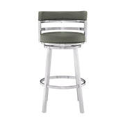 Madrid 26" Counter Height Swivel Gray Faux Leather and Brushed Stainless Steel Bar Stool - Furniture City (CA)l