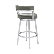 Madrid 26" Counter Height Swivel Gray Faux Leather and Brushed Stainless Steel Bar Stool - Furniture City (CA)l