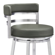 Madrid 26" Counter Height Swivel Gray Faux Leather and Brushed Stainless Steel Bar Stool - Furniture City (CA)l