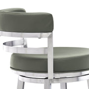 Madrid 26" Counter Height Swivel Gray Faux Leather and Brushed Stainless Steel Bar Stool - Furniture City (CA)l