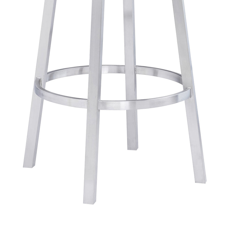 Madrid 26" Counter Height Swivel Gray Faux Leather and Brushed Stainless Steel Bar Stool - Furniture City (CA)l
