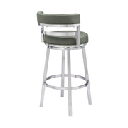 Madrid 30" Bar Height Swivel Gray Faux Leather and Brushed Stainless Steel Bar Stool - Furniture City (CA)l
