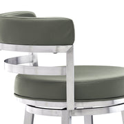 Madrid 30" Bar Height Swivel Gray Faux Leather and Brushed Stainless Steel Bar Stool - Furniture City (CA)l