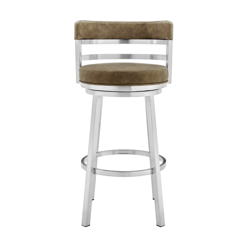 Madrid 26" Counter Height Swivel Green Faux Leather and Brushed Stainless Steel Bar Stool - Furniture City (CA)l
