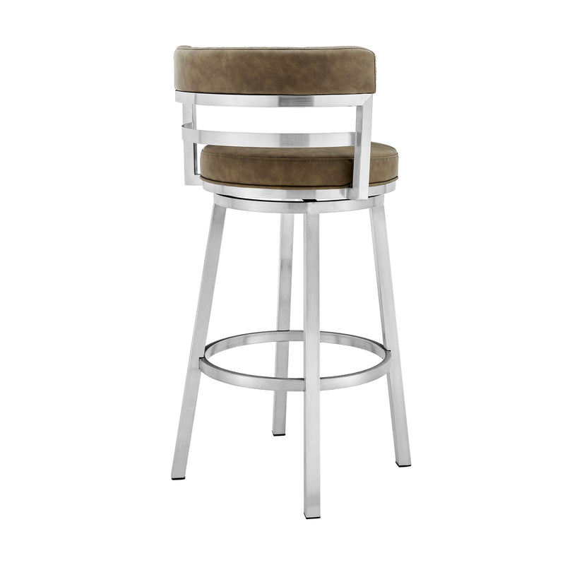 Madrid 26" Counter Height Swivel Green Faux Leather and Brushed Stainless Steel Bar Stool - Furniture City (CA)l
