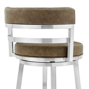 Madrid 26" Counter Height Swivel Green Faux Leather and Brushed Stainless Steel Bar Stool - Furniture City (CA)l