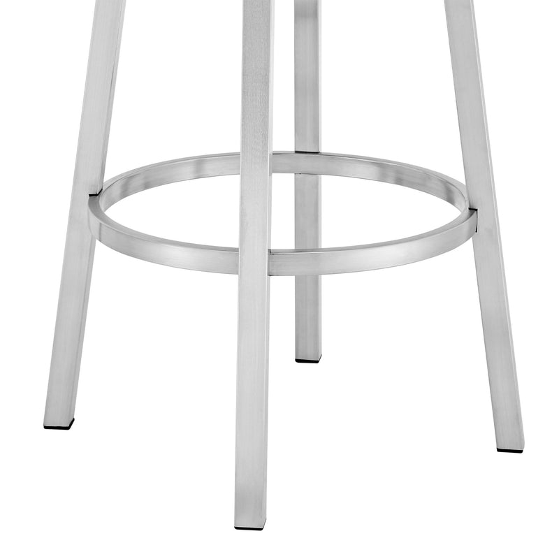 Madrid 26" Counter Height Swivel Red Faux Leather and Brushed Stainless Steel Bar Stool - Furniture City (CA)l