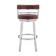 Madrid 30" Bar Height Swivel Red Faux Leather and Brushed Stainless Steel Bar Stool - Furniture City (CA)l