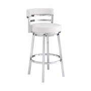 Madrid 26" Counter Height Swivel White Faux Leather and Brushed Stainless Steel Bar Stool - Furniture City (CA)l