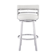 Madrid 26" Counter Height Swivel White Faux Leather and Brushed Stainless Steel Bar Stool - Furniture City (CA)l