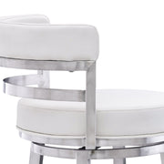 Madrid 26" Counter Height Swivel White Faux Leather and Brushed Stainless Steel Bar Stool - Furniture City (CA)l