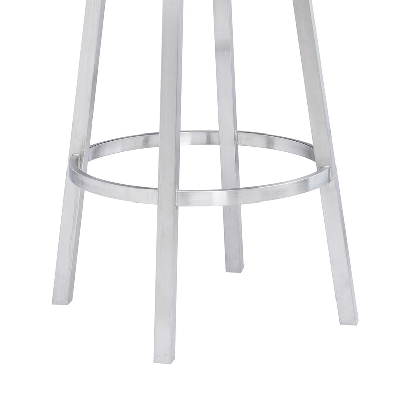 Madrid 26" Counter Height Swivel White Faux Leather and Brushed Stainless Steel Bar Stool - Furniture City (CA)l