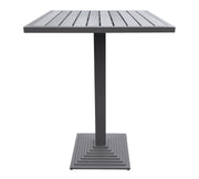 Marina Outdoor Gray Patio Bar Table in Gray Powder Coated Finish and Gray Wood Top - Furniture City (CA)l