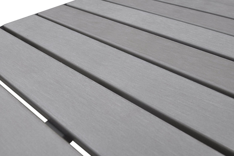 Marina Outdoor Gray Patio Bar Table in Gray Powder Coated Finish and Gray Wood Top - Furniture City (CA)l