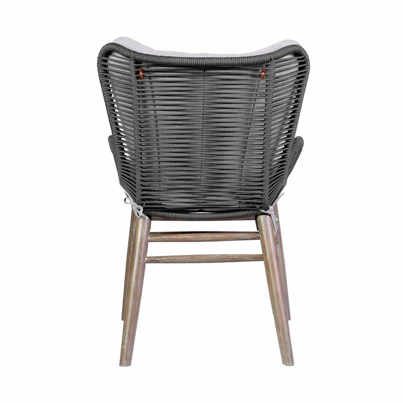 Mateo Outdoor Patio Dining Chair in Light Eucalyptus Wood and Charcoal Rope - Furniture City (CA)l