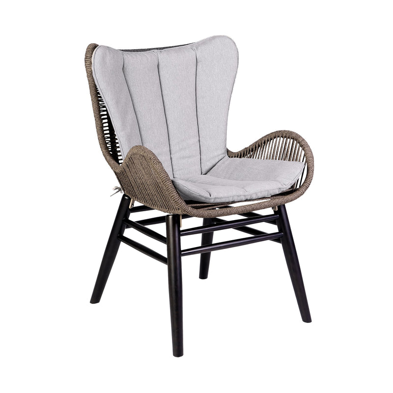 Mateo Outdoor Patio Dining Chair in Dark Eucalyptus Wood and Truffle Rope - Furniture City (CA)l