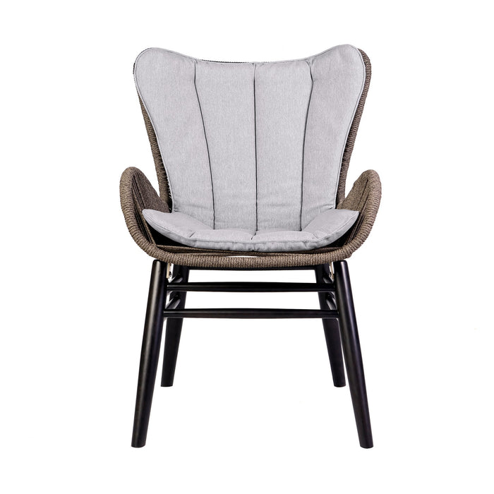 Mateo Outdoor Patio Dining Chair in Dark Eucalyptus Wood and Truffle Rope
