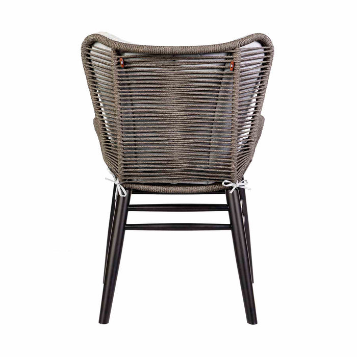 Mateo Outdoor Patio Dining Chair in Dark Eucalyptus Wood and Truffle Rope