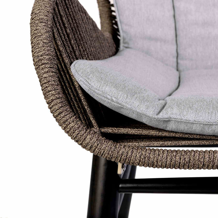 Mateo Outdoor Patio Dining Chair in Dark Eucalyptus Wood and Truffle Rope