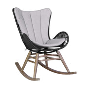 Mateo Outdoor Patio Rocking chair in Light Eucalyptus Wood and Charcoal Rope - Furniture City (CA)l