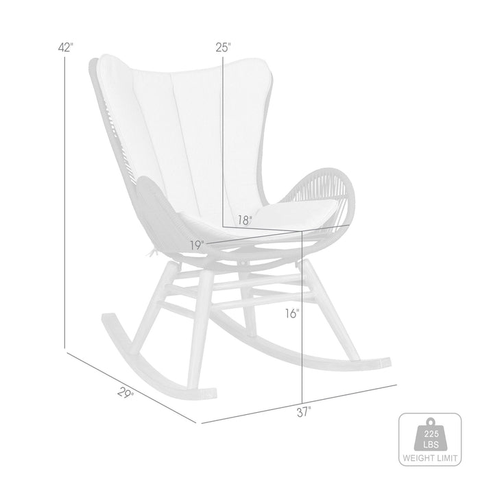 Mateo Outdoor Patio Rocking chair in Light Eucalyptus Wood and Charcoal Rope