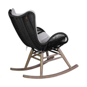 Mateo Outdoor Patio Rocking chair in Light Eucalyptus Wood and Charcoal Rope - Furniture City (CA)l