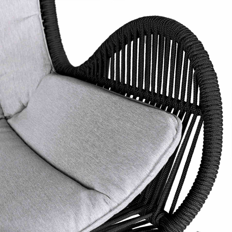 Mateo Outdoor Patio Rocking chair in Light Eucalyptus Wood and Charcoal Rope - Furniture City (CA)l